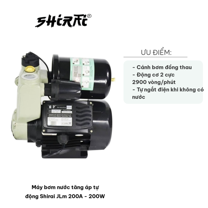 Bơm tăng áp Shirai JLM 200w
